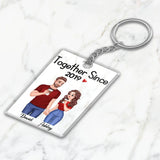 Cartoon Couple Hand In Hand Together Since Personalized Acrylic Keychain - 