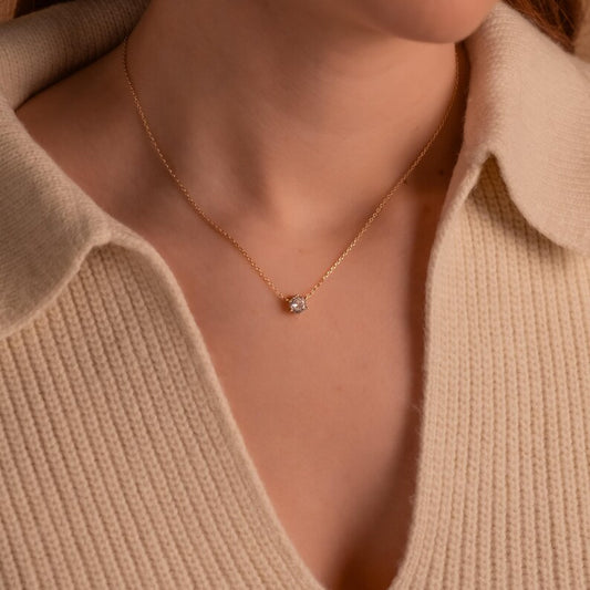 Minimalist One Diamond Necklace
