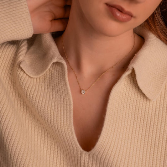 Minimalist One Diamond Necklace