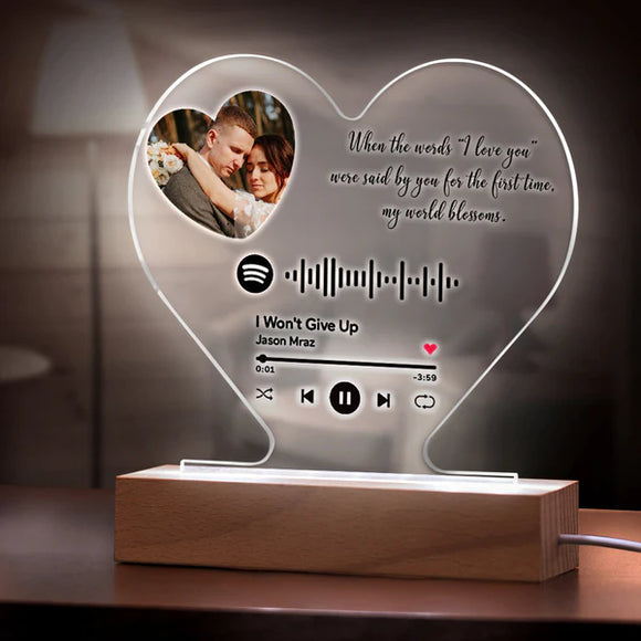 Personalised Heart Shaped Spotify scannable lamp