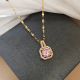 Cubic Pink Stone Necklace