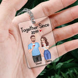 Cartoon Couple Hand In Hand Together Since Personalized Acrylic Keychain - 