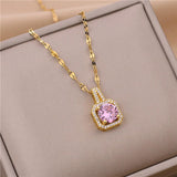 Cubic Pink Stone Necklace