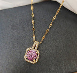 Cubic Pink Stone Necklace