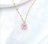 Cubic Pink Stone Necklace