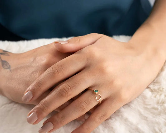 Initial Birthstone Ring