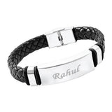 Name Engraved Leather Bracelet