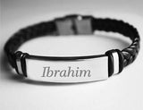 Name Engraved Leather Bracelet